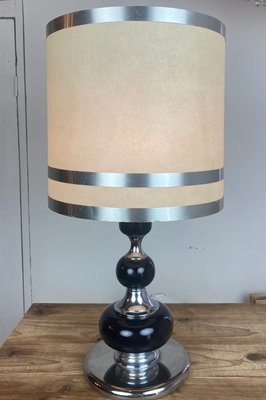 Mid-Century Italian Chrome and Wood Table Lamp-WZZ-1005183