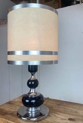 Mid-Century Italian Chrome and Wood Table Lamp-WZZ-1005183