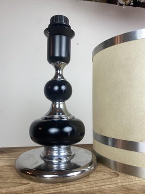 Mid-Century Italian Chrome and Wood Table Lamp-WZZ-1005183