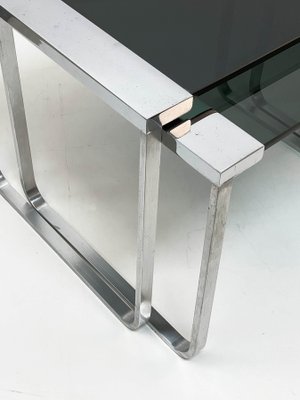 Mid-Century Italian Chromed Metal, Aluminum, Smoked Glass Nesting Tables, 1970s, Set of 3-JDR-1125649