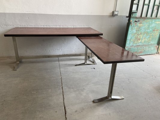 Mid-Century Italian Chromed Metal and Veneer Top Desk by Gianni Moscatelli for Formanova, 1960s-DHH-693555