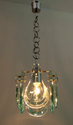 Mid-Century Italian Chromed Metal & Thick Glass Ceiling Lamp from Veca, 1960s-FER-860979