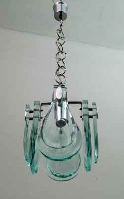 Mid-Century Italian Chromed Metal & Thick Glass Ceiling Lamp from Veca, 1960s-FER-860979