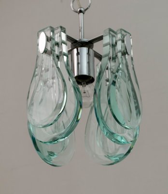 Mid-Century Italian Chromed Metal & Thick Glass Ceiling Lamp from Veca, 1960s-FER-860979