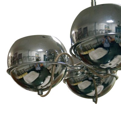 Mid-Century Italian Chromed Spheres Pendant Lamp, 1970-UZ-1329716