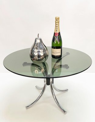 Mid-Century Italian Chromed Steel Coffee Table with Round Smoked Glass Top, 1960s-JDR-1125882