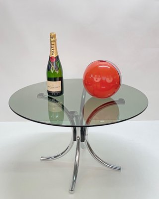 Mid-Century Italian Chromed Steel Coffee Table with Round Smoked Glass Top, 1960s-JDR-1125882