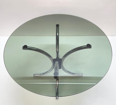 Mid-Century Italian Chromed Steel Coffee Table with Round Smoked Glass Top, 1960s-JDR-1125882