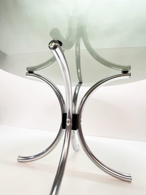 Mid-Century Italian Chromed Steel Coffee Table with Round Smoked Glass Top, 1960s-JDR-1125882