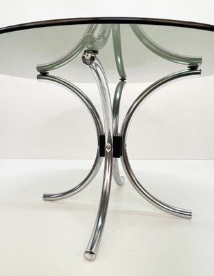 Mid-Century Italian Chromed Steel Coffee Table with Round Smoked Glass Top, 1960s-JDR-1125882