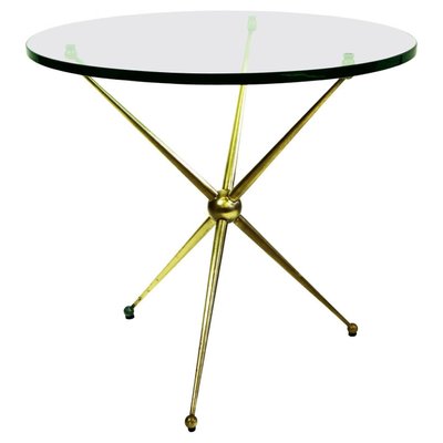 Mid-Century Italian Circular Brass and Glass Coffee Table-MH-1030231