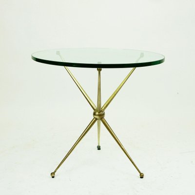 Mid-Century Italian Circular Brass and Glass Coffee Table-MH-1030231