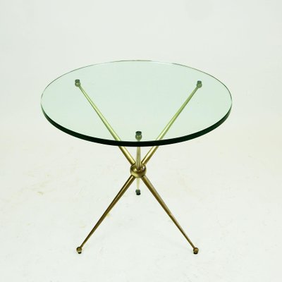 Mid-Century Italian Circular Brass and Glass Coffee Table-MH-1030231