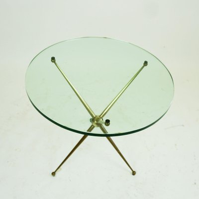 Mid-Century Italian Circular Brass and Glass Coffee Table-MH-1030231