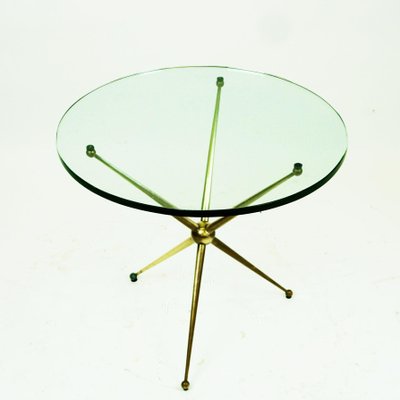 Mid-Century Italian Circular Brass and Glass Coffee Table-MH-1030231