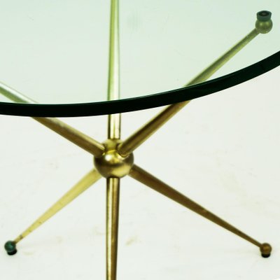 Mid-Century Italian Circular Brass and Glass Coffee Table-MH-1030231