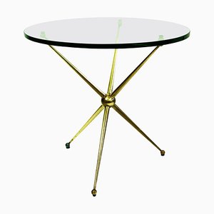 Mid-Century Italian Circular Brass and Glass Coffee Table-MH-1030231