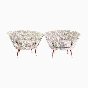 Mid-Century Italian Clam Shell Armchairs, 1950s, Set of 2-FO-687076