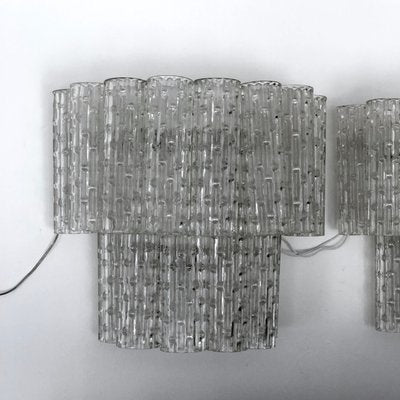 Mid-Century Italian Clear Murano Glass Sconces, Set of 2-OT-1001907