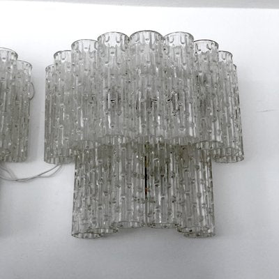 Mid-Century Italian Clear Murano Glass Sconces, Set of 2-OT-1001907