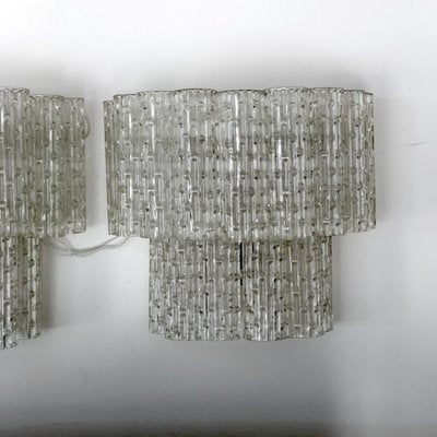 Mid-Century Italian Clear Murano Glass Sconces, Set of 2-OT-1001907