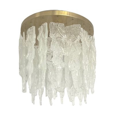 Mid-Century Italian Clear Murano Leaf Flushmount, 1970s-TPE-1728694