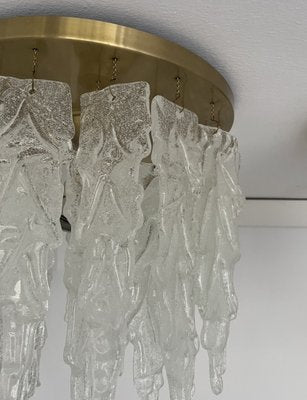 Mid-Century Italian Clear Murano Leaf Flushmount, 1970s-TPE-1728694