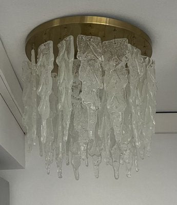 Mid-Century Italian Clear Murano Leaf Flushmount, 1970s-TPE-1728694