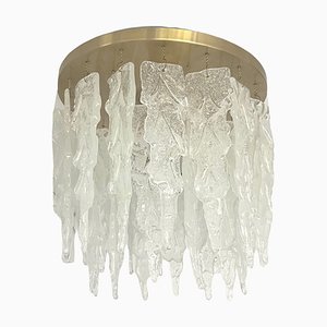 Mid-Century Italian Clear Murano Leaf Flushmount, 1970s-TPE-1728694