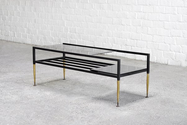 Mid-Century Italian Coffee Table in Metal & Brass, 1960s-WUY-1730034