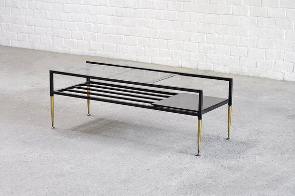 Mid-Century Italian Coffee Table in Metal & Brass, 1960s-WUY-1730034