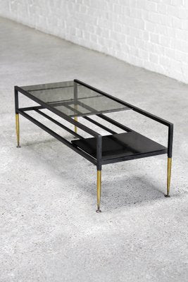 Mid-Century Italian Coffee Table in Metal & Brass, 1960s-WUY-1730034