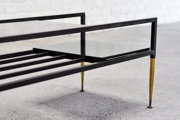 Mid-Century Italian Coffee Table in Metal & Brass, 1960s-WUY-1730034