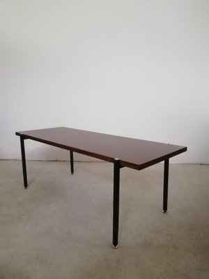 Mid-Century Italian Coffee Table in Teak, Enamelled Iron, and Brass, 1960s-UIW-1292889