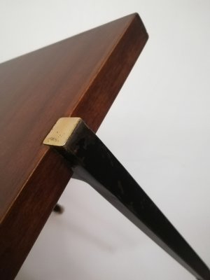 Mid-Century Italian Coffee Table in Teak, Enamelled Iron, and Brass, 1960s-UIW-1292889