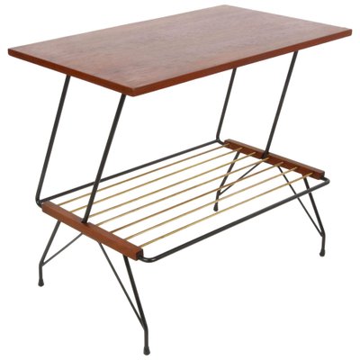 Mid-Century Italian Coffee Table with Brass Magazine Rack from Mobili Pizzetti, 1950s-JDR-1125922