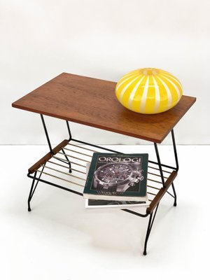 Mid-Century Italian Coffee Table with Brass Magazine Rack from Mobili Pizzetti, 1950s-JDR-1125922