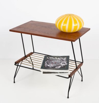 Mid-Century Italian Coffee Table with Brass Magazine Rack from Mobili Pizzetti, 1950s-JDR-1125922