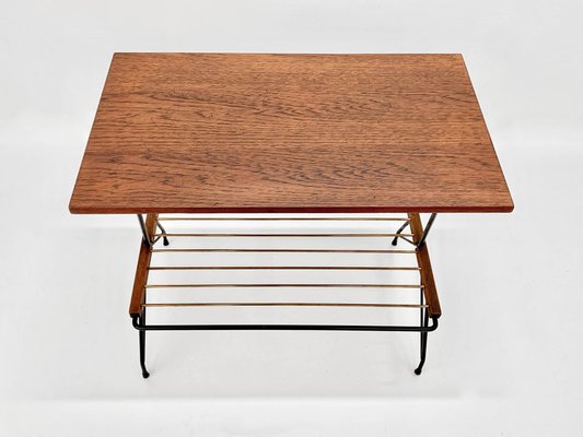 Mid-Century Italian Coffee Table with Brass Magazine Rack from Mobili Pizzetti, 1950s-JDR-1125922