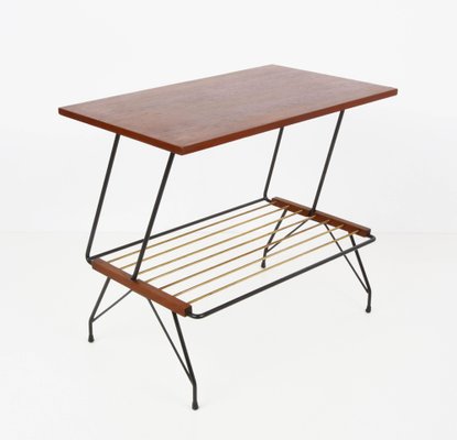 Mid-Century Italian Coffee Table with Brass Magazine Rack from Mobili Pizzetti, 1950s-JDR-1125922