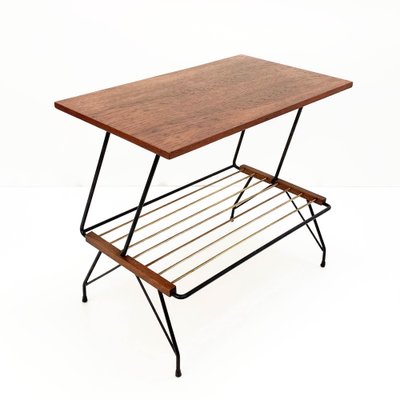 Mid-Century Italian Coffee Table with Brass Magazine Rack from Mobili Pizzetti, 1950s-JDR-1125922