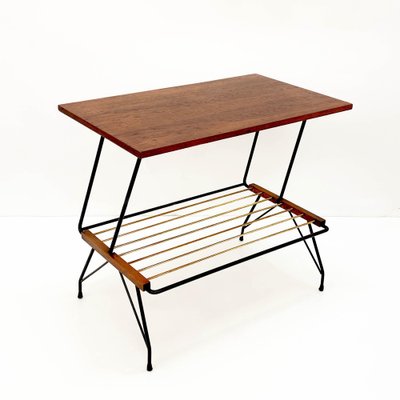 Mid-Century Italian Coffee Table with Brass Magazine Rack from Mobili Pizzetti, 1950s-JDR-1125922