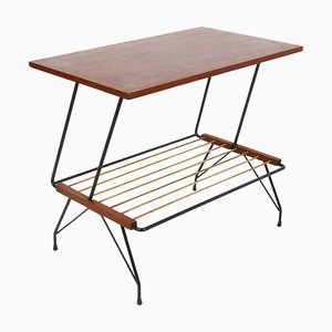 Mid-Century Italian Coffee Table with Brass Magazine Rack from Mobili Pizzetti, 1950s-JDR-1125922