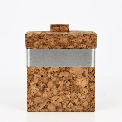 Mid-Century Italian Cork and Aluminum Ice Bucket with Cork Top, 1970s-JDR-1125584