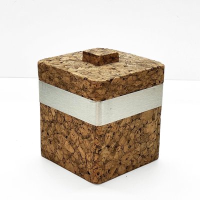 Mid-Century Italian Cork and Aluminum Ice Bucket with Cork Top, 1970s-JDR-1125584