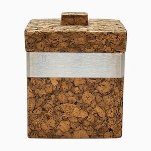 Mid-Century Italian Cork and Aluminum Ice Bucket with Cork Top, 1970s-JDR-1125584