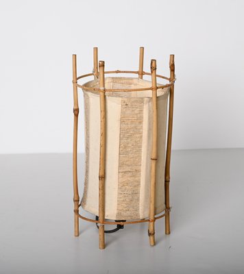 Mid-Century Italian Cotton, Bamboo and Rattan Table Lamp by Louis Sognot, 1950s-JDR-1431501