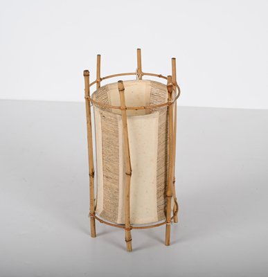 Mid-Century Italian Cotton, Bamboo and Rattan Table Lamp by Louis Sognot, 1950s-JDR-1431501