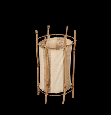 Mid-Century Italian Cotton, Bamboo and Rattan Table Lamp by Louis Sognot, 1950s-JDR-1431501