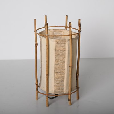 Mid-Century Italian Cotton, Bamboo and Rattan Table Lamp by Louis Sognot, 1950s-JDR-1431501